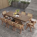 Dining Set: 61''-79'' Extendable Walnut Table with 8 Chairs