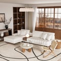 Modular Leather Sectional Sofa Set with Concrete Coffee Table