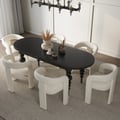 Dining Set 67"-79" Extendable Dining Table Black with 6 Chairs