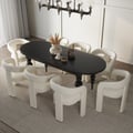 Dining Set 67"-79" Extendable Dining Table Black with 8 Chairs