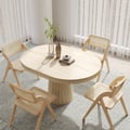 1000mm-1400mm Whitewash Dining Table 4 Dining Chairs Set