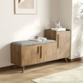 Walnut Wooden Shoe Storage Bench with Right-Side Cabinet for Entryway (1200mm)