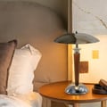 Mid Century Vintage Metal & Wood Table Lamp