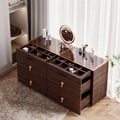 Chanor 1200mm Glass Top Walnut 6-Drawer Dresser