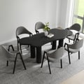 Dining Set 70.9" Japandi Irregular Wood Dining Table Black with 6 Chairs