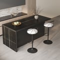 1830 mm Modern Kitchen Island with 2 Backrest PU Leather Bar Stools