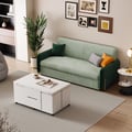 Modern White Lift Top Coffee Table & 1397mm Full Sleeper Sofa Set Green Upholstered