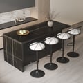 1830mm Black Kitchen Island & 4 Bar Stools Set