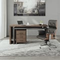Modern Swivel Desk & Black Home Office Chair Set  L-Shaped Rotating Desk Adjustable