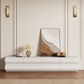 Humply 78.7" Modern White Leather Long TV Stand with 8 Drawers Media Console