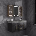 1000mm Floating Ceramic Sink & Stone Top in Black & Mixer Tap