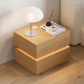 Lumio 2-Drawer LED Smart Natural Nightstand with Light Set of 2