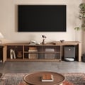 Walnut Extendable Glass Door TV Stand(65"-91")