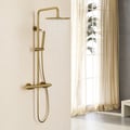 250mm Modern Luxury Exposed Shower Fixture Thermostatic Rainfall Shower Head Gold