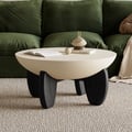 Curva Round Concrete Coffee Table with Wood Legs