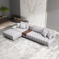 126" L-Shaped Modular Leather Sectional with Chaise & Ottoman