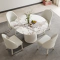 47.2" Japandi Modern Round Sintered Stone White Dining Table Seats 2-4 People
