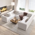 Divano componibile modulare moderno in pelle microfibra bianca a forma di U da 126 pollici per 8 posti