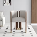 Leather Fluted Upholstered Accent Chair with Wood Frame Set of 2