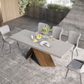 63''-79'' Farmhouse Extendable Wood Dining Table Gray Seats 6-8