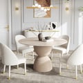 47.2" Modern Style Round Sintered Stone Dining Table Seats 4-6 People