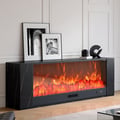 79" Sintered Stone Electric Fireplace TV Stand with Remote Control