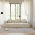 Serene 110" Modern 3-Piece Modular White ChenilleVelvet 3-Seater Sofa