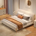 King Size Velvet Ruched Upholstered Bed Frame with Light & Charging Station