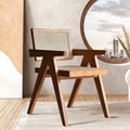 Archic Walnut Japandi Rattan Dining Chair with Solid Wood Frame 4-Pieces