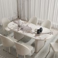 79''-95'' Oval Extendable Sintered Stone Top Dining Table White Seats 8-10