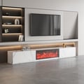 79" Sintered Stone Electric Fireplace TV Stand with 2 Drawers