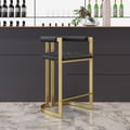 Modern Counter Stool with Back Black Upholstery in Gold