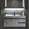 36" Floating Bathroom Vanity with Faux Marble Vessel Sink Wall Mounted