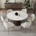 1500mm Mid-Century Modern Round Dining Table Sintered Stone Top Seats 6