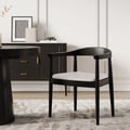Acurv Modern Wood Dining Chair Black with Premium Faux Leather Upholstery White
