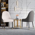 Darg Series Set of 2 Modern Dining Chairs with PU Leather Upholstery White and Gray