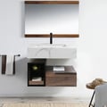 32" Wall-Mounted Bathroom Vanity Faux Marble Top with 2 Shelves & 1 Drawer