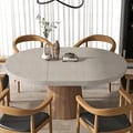 Dining Set 39"-55" Japandi Extendable Dining Table Gray with 6 Chairs
