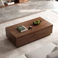 47" Mid Century Rectangular Walnut Block Coffee Table