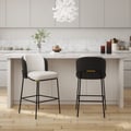 Modern PU Leather Counter Stool Black with Back & Footrest