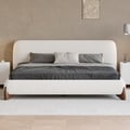 Curva Boucle Cal King Upholstered Platform Bed with Walnut Legs