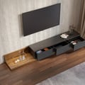 Meuble TV extensible noir et noyer avec 3 tiroirs (1200 mm à 2500 mm)