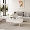 Modern White Lift Top Coffee Table Extendable with Storage