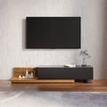 Extendable TV Stand in Black and Walnut with 3 Drawers (1200 mm - 2500 mm)
