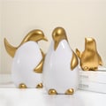 Modern Desktop White & Gold Penguins Set of 3