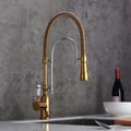 High Arc Dual-Mode Pull-Down Kitchen Faucet Solid Brass with Porcelain Handle