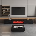 87" Sintered Stone Electric Fireplace TV Stand & Coffee Table Set