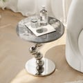 500mm Round Faux Marble Top Chrome Base Silver Side Table