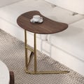 Walnut & Gold C-shaped Lift Top Adjustable Side Table