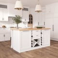 59.1'' Modern Natural &White Kitchen lsland with Wine Storage